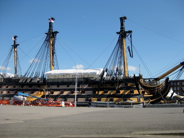HMS Victory undergoing some renovation